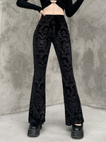 Pantalon long gothique pour femme Pantalon rétro en polyester noir