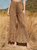 Pantalon long Pantalon oversize imprimé en coton plissé kaki