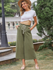 Pantalon long Pantalon taille haute oversize en polyester plissé vert chasseur
