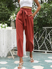 Pantalon long Pantalon évasé taille haute en polyester rouge