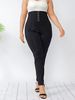 Pantalon noir grande taille pour femme Pantalon décontracté skinny taille haute en polyester