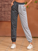 Pantalon Pantalon bicolore à taille surélevée en polyester de couleur fendue