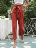 Pantalon Pantalon droit taille haute asymétrique en polyester à lacets rouge