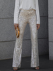 Pantalon Pantalon taille haute à sequins champagne