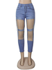 Pantalon pour femme Pantalon en denim déchiré à franges bleues Jeans
