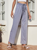 Pantalon pour femme Pantalon large en polyester plissé gris taille basse