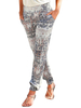 Pantalon Sarouel en polyester imprimé à taille surélevée en polyester gris