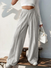 Pantalon Taille Naturelle Superposé En Polyester Gris Clair Oversize Décontracté