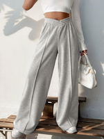 Pantalon Taille Naturelle Superposé En Polyester Gris Clair Oversize Décontracté