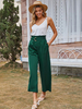 Pantalon vert pour femme Détails en métal Pantalon taille surdimensionné en polyester surdimensionné