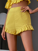 Pantalons Courts Femmes Coupe Cintrée à Zip Bas Volants Unicolore Sexy Pantalons Courts