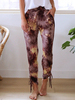 Pantalons Décontracté Femmes Long Coupe Cintrée Elastique à Lacets Imprimé Multicolores Pantalons Femmes