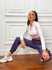 Pantalons Décontractés Femmes avec Dégradé de violet Coupe Cintrée à Lacets Elastique avec Poches Longs