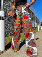 Pantalons Décontractés Imprimé Les Motifs Multicolours Long Femmes avec Poches