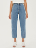 Pantalons Droits en Denim Femmes Fermeture avec Bouton et Zip Bleu Clair Unicolore Pantalons Femmes