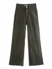 Pantalons Droits en Denim Femmes Fermeture avec Bouton et Zip Noir Unicolore Pantalons Femmes
