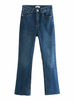 Pantalons Droits en Denim FemmesFermeture avec Bouton et Zip Bleu Unicolore Pantalons Femmes