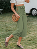 Pantalons Droits Femmes Coupe Cintrée à Lacets avec Noeud Unicolore Taille Haute Pantalons Droits Femmes