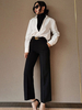 Pantalons Droits Femmes Fermeture avec Boutons et Zip avec Poches Unicolore