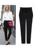 Pantalons Droits Femmes Longs Coupe Cintrée à Lacets Elastique avec Poches Unicolore
