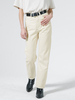 Pantalons Droits Longs Femmes en Cotons Fermeture avec Boutons et Zip Unicolore
