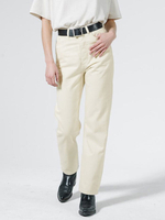 Pantalons Droits Longs Femmes en Cotons Fermeture avec Boutons et Zip Unicolore
