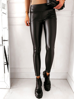 Pantalons en Cuir Femme Elastique Coupe Cintrée Unicolore