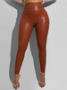 Pantalons en Cuir Synthétique Verni Femme Long Moulants Coupe Cintrée Unicolore Sexy