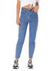 Pantalons en Denim Droits Longs Femmes Fermeture à Zip Unicolore avec Poches Pantalons en Denim Droits Longs