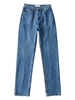 Pantalons en Denim Femmes Décontractés avec Poches Fermeture à zip Bleu Unicolore