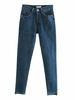 Pantalons en Denim Femmes Droits Déchirés Fermeture avec Bouton et Zip Unicolore Bleu avec Poches