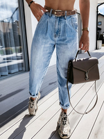 Pantalons en Denim Jean Femme Coupe Cintrée à Zip avec Poches Unicolore