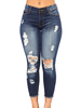 Pantalons en Denim Jean Longue Femme Déchiré Moulant Coupe Cintrée à Zip avec Poches Unicolore