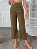 Pantalons Femme Coupe Cintrée avec Boutons Unicolore