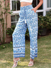 Pantalons Femme Imprimé Coupe Cintrée à Lacets Bicolores