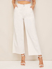 Pantalons Femme Mi-long Coupe Cintrée avec Bouton avec Poches Unicolore Pantalons Blanc Eté