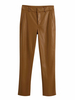 Pantalons Femmes à Cuir Synthétique Long Vernis Droite Fermeture avec Bouton et zip Unicolore