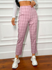 Pantalons Femmes Carreaux Droits Coupe Cintrés Elastique Bicolores Pantalons Femmes