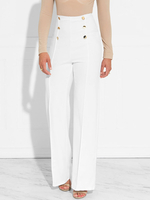 Pantalons Femmes Décontractés Longs Coupe Cintrée à Zip Décors avec Boutonnages Unicolore