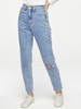 Pantalons Femmes Jean Longs Elastique Décontracté en Denim Creusants Bleu Clair Unicolore Fermeture à Zip Pantalons Femmes