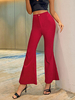 Pantalons Femmes Longs Bas Evasée Coupe Cintrée Par Bouton et Zip Moulants Unicolore