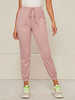 Pantalons Femmes Longs Décontractés Coupe Cintrée à Lacets Unicolore en coton