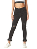 Pantalons Femmes Moulants Long en Denim Déchirés avec Franges Unicolore Pantalons Pantalons