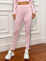 Pantalons Femmes Moulants Longs Coupe Cintrée Elastique à Lacets Imprimé Les Rayures Bicolores