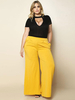 Pantalons Grande Taille Femme Long Décontracté avec Poches Bas Evasée Unicolore Vêtement Femme Grande Taille