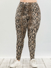 Pantalons grande taille pour femmes Pantalon skinny en polyester à taille haute et imprimé serpent