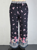 Pantalons grande taille pour femmes Pantalons décontractés surdimensionnés en coton polyester bleu foncé à taille élastique