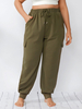 Pantalons grande taille pour femmes taille haute polyester pantalon décontracté vert chasseur