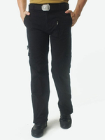 Pantalons Hommes Cargo Droit À Taille Naturelle Décontractée Pantalon Noir