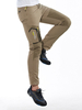 Pantalons Hommes Confortable Pantalon Cargo Droit À Taille Naturelle Kaki